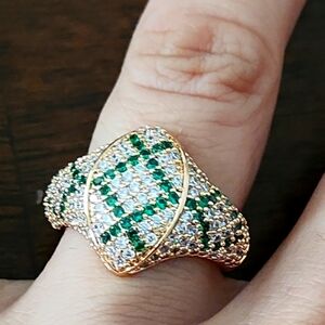 Rose Gold Chevaliere Marquise Croisillons Diamond Tsavorite Signet Ring Size 7